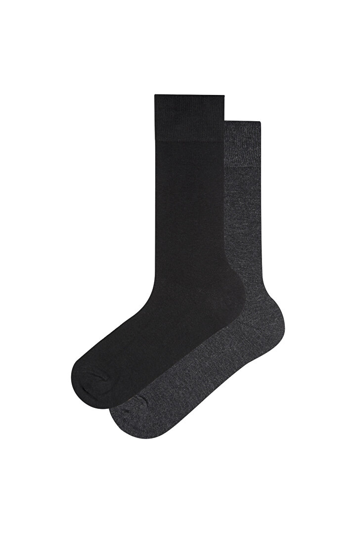 Siyah Bambu 2'Li Soket Çorap - 1