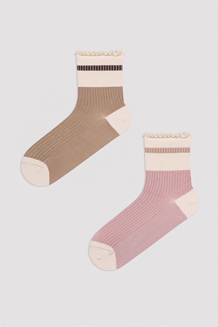 Fırfırlı Soft 2li Soket Çorap - 1