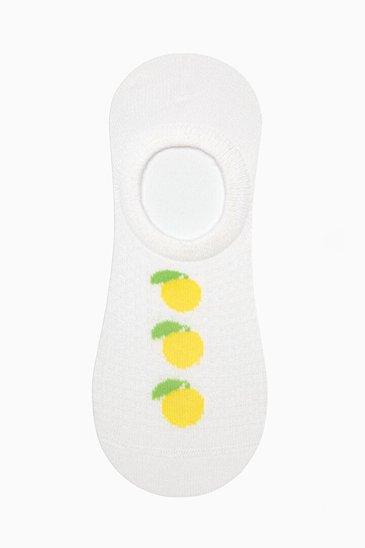 Lemon Jacquard White Yellow 3in1 Sneaker Socks - 2