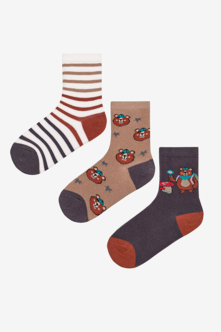 Boys Hello Bear 3in1 Multi Colour Socket Socks - 1