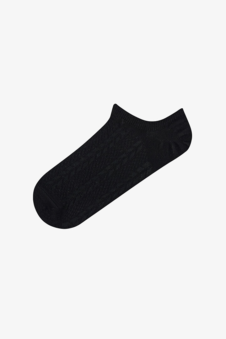 3 Çift Pamuklu Kendinden Desenli Sneaker Çorap - 2