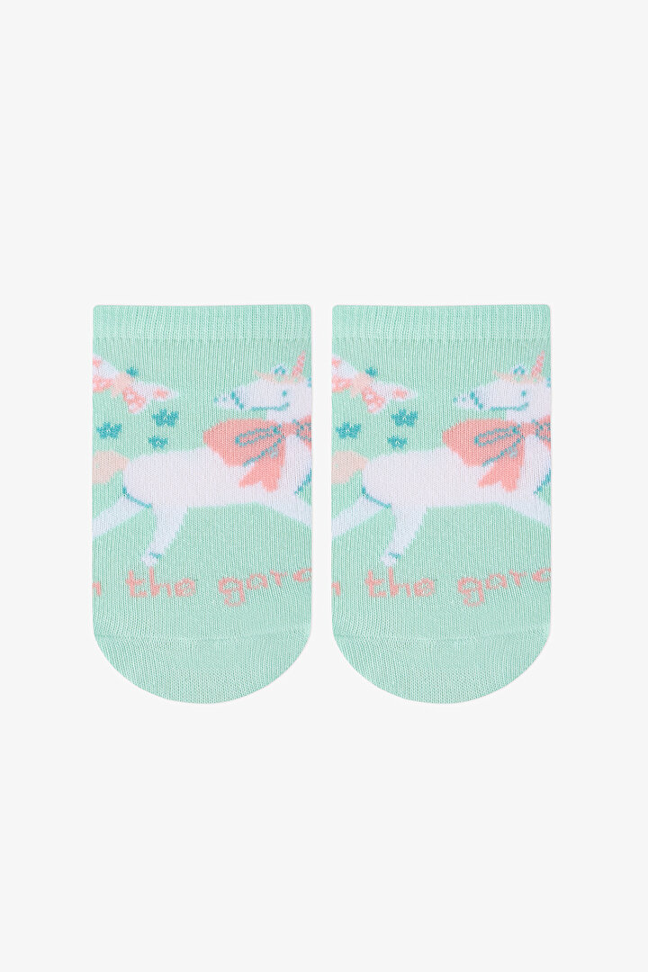 Renkli Kız Çocuk Unicorn in The Garden 4 'lü Patik Çorap - 2