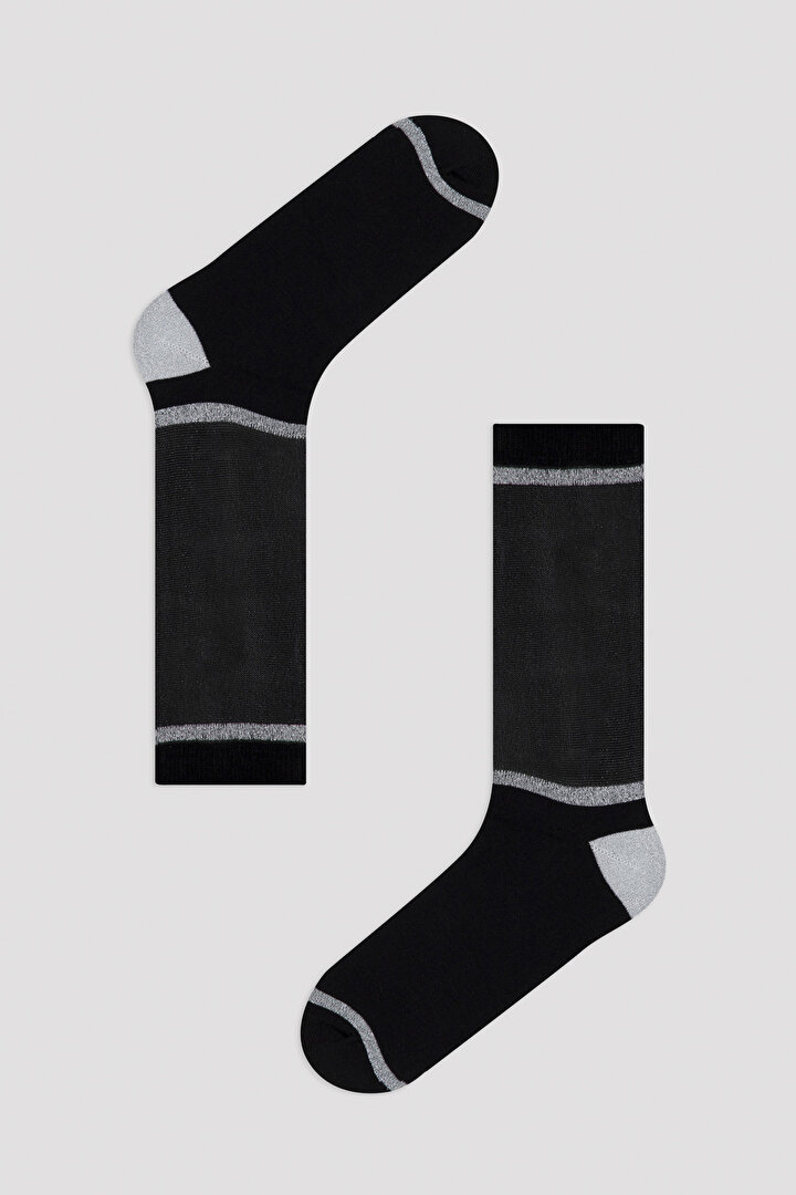 Siyah Shiny Cember Soket Çorap - 2