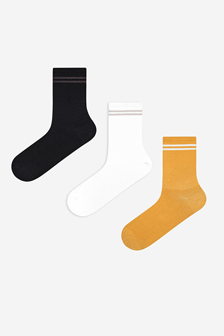 Man Double Line 3in1 White Socket Socks - 1