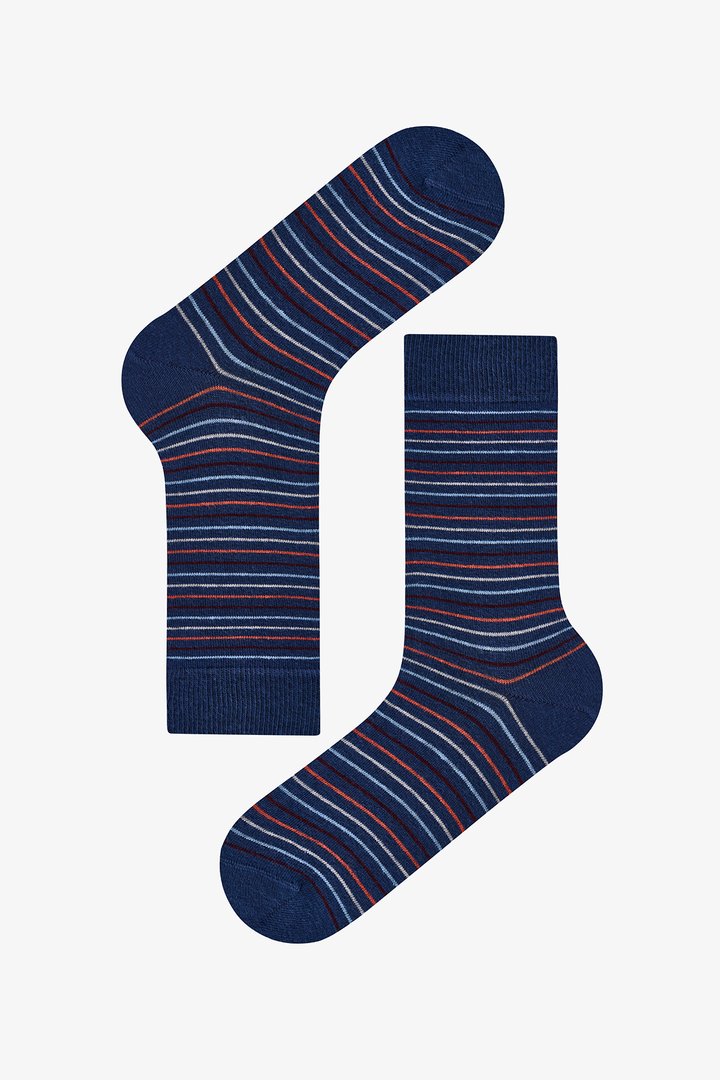 Men's Grey Retro Color Mix Striped 5 Pack Ankle Socks - 2