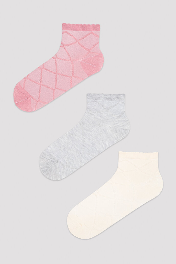 Light Pink-Grey Cross 3in1 Liner Socks - 1