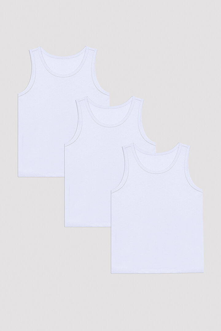 Optik Beyaz Erkek Çocuk W Basic Kalın Askılı 3'lü Atlet - 1