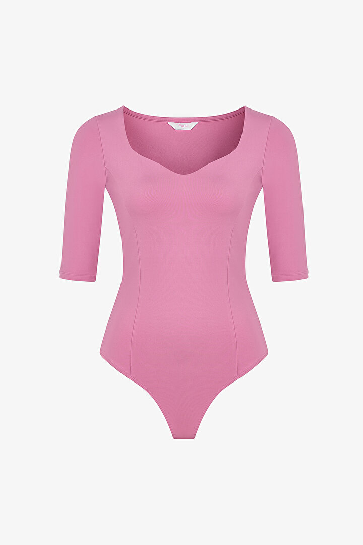 Gül Pembesi Heart Toparlayıcı Bodysuit - 1