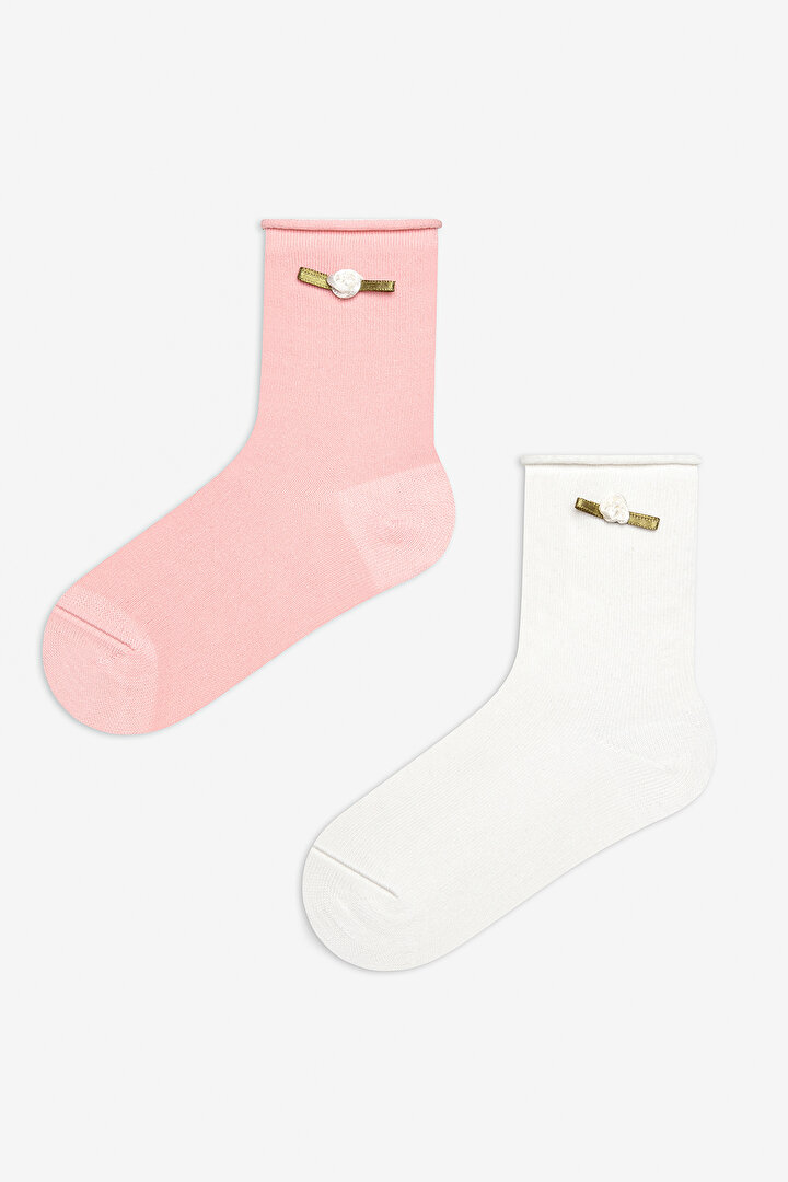 Girls Vintage Rose 2in1 Socket Socks - 1