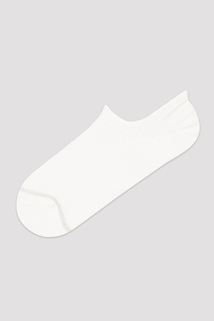 Beyaz Basic Mesh 3lü Patik Çorap - 2