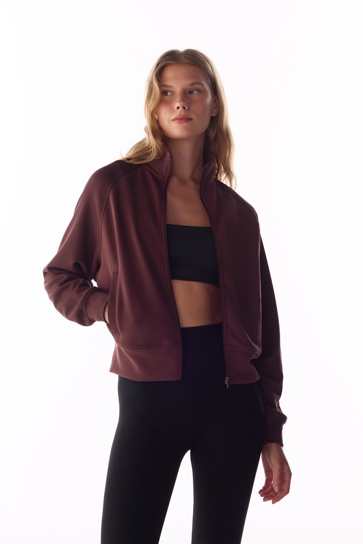 Brown Modal Rib Detailed Long Sleeve Sweatshirt - 2