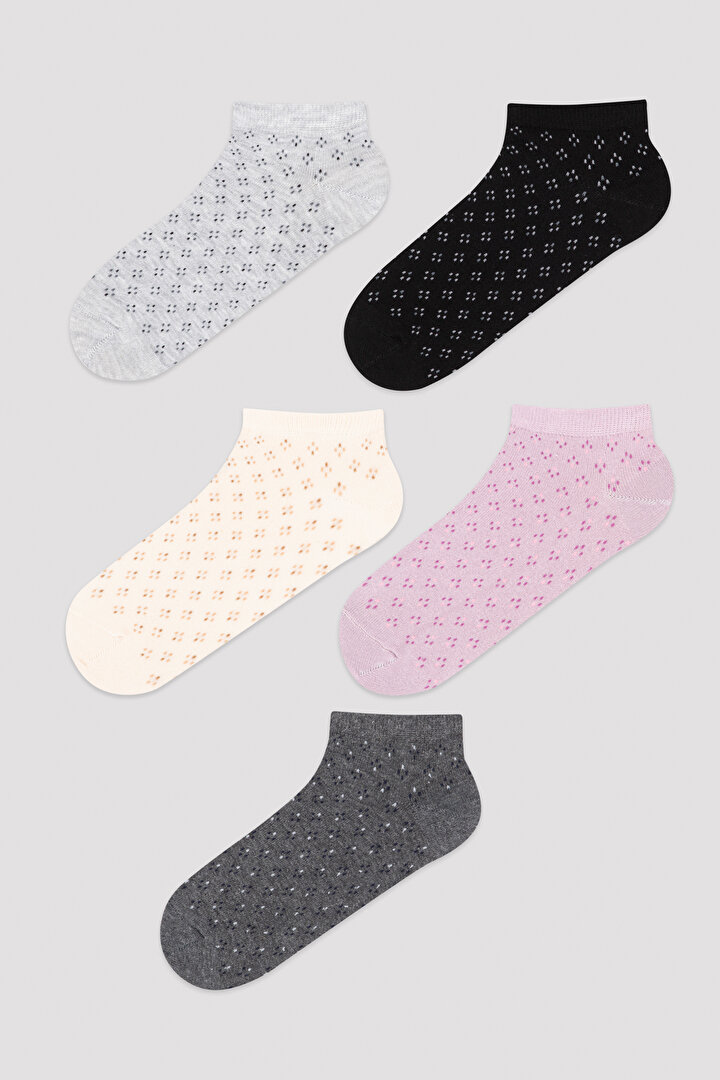 Multi Colour Diamond Dot 5in1 Liner Socks - 1