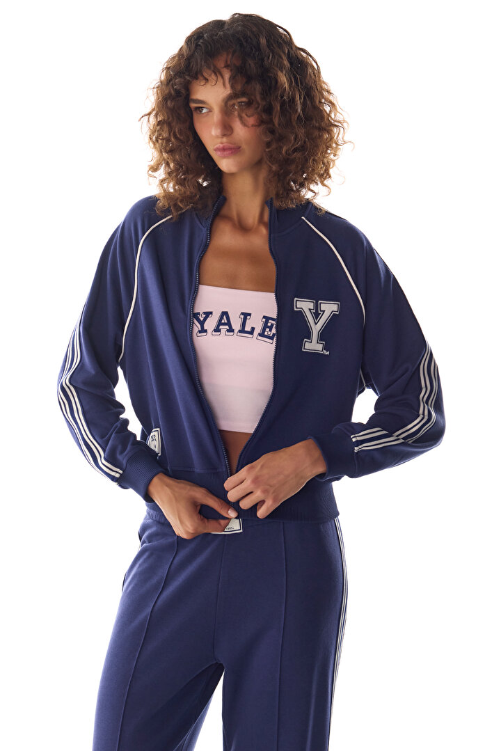 Lacivert Yale Şerit Detaylı Sweatshirt - 1