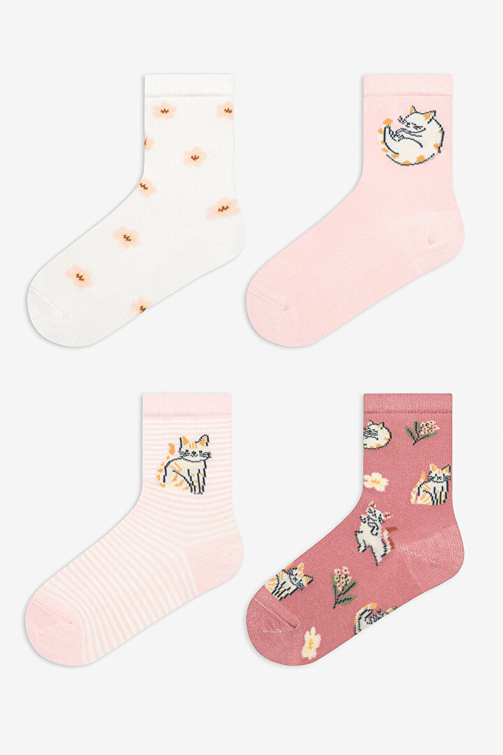 Girls Sleeper Cat 4in1 Multi Colour Socket Socks - 1