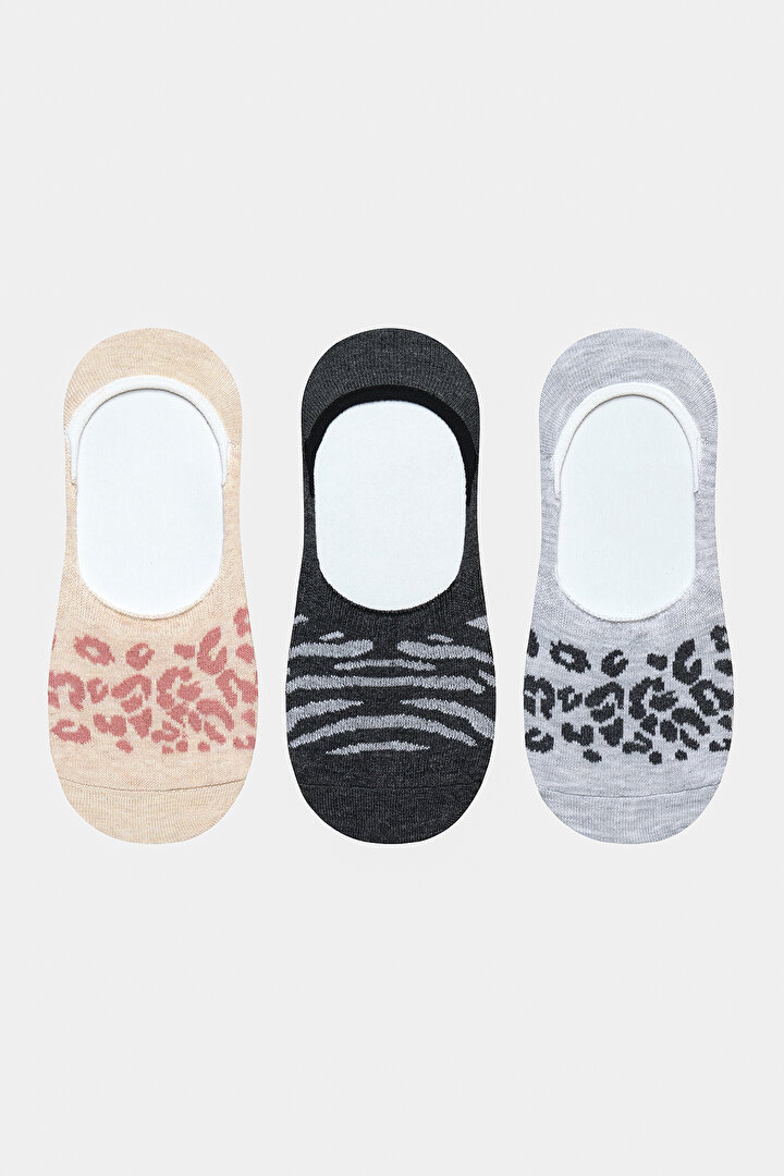 Leopard Mix Grey 3in1 Invisible Socks - 1