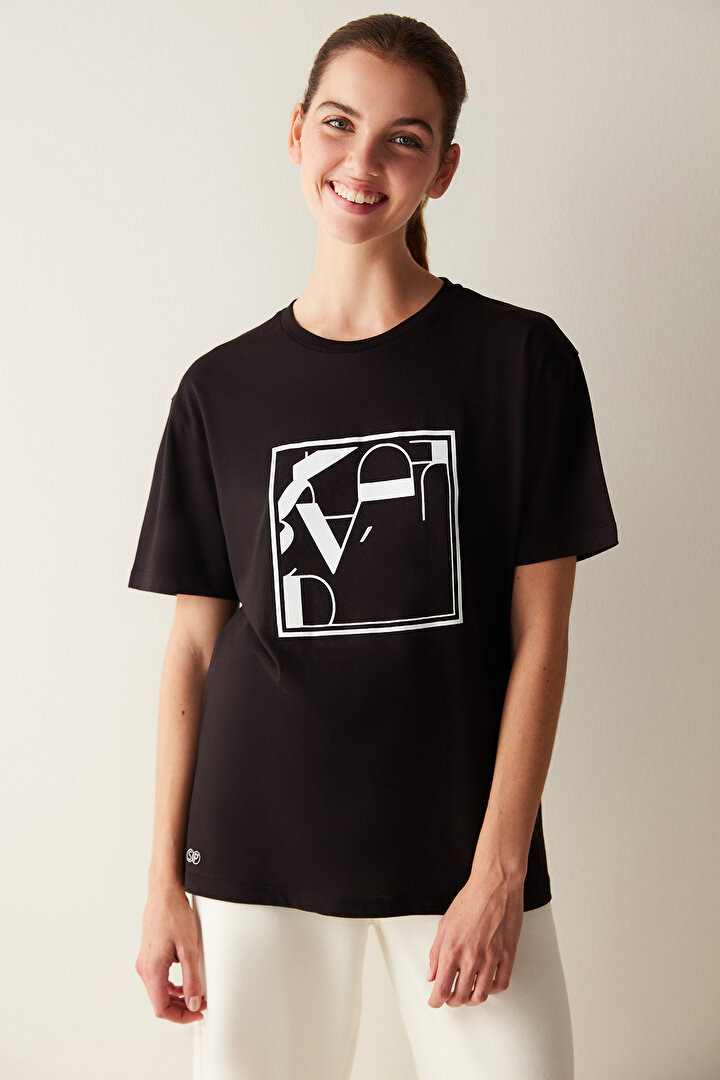 Black Short Sleeves Crew Neck Oversize Cocoa T-Shirt-Saude Collection - 1