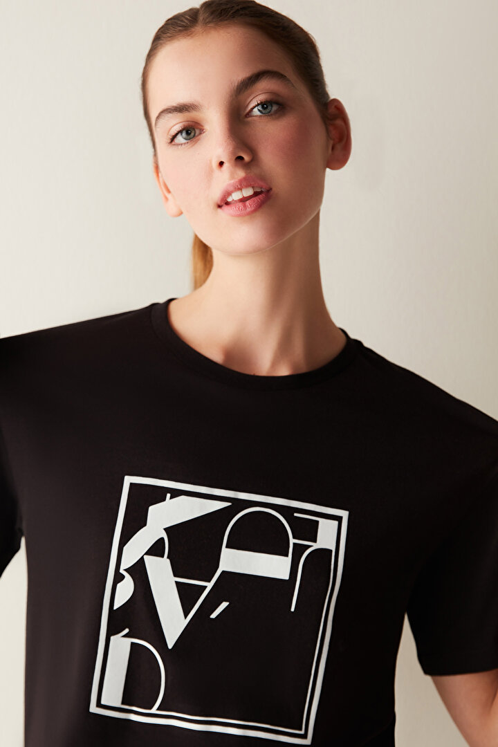 Black Short Sleeves Crew Neck Oversize Cocoa T-Shirt-Saude Collection - 2