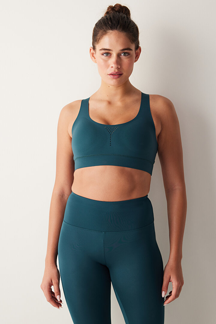 Perforated Dark Green Bra - 1