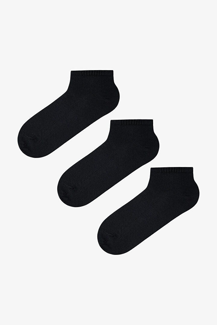 Siyah Erkek Süper 3lü Patik Çorap - 1