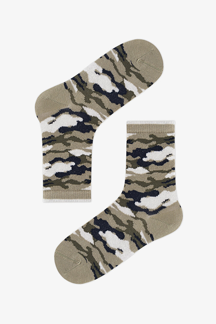 Boys' Green Camo Camouflage Cotton 4 Pack Ankle Socks - 2