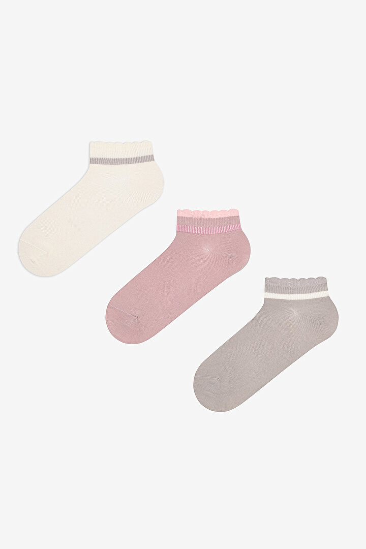 Pretty Frill 3in1 White Pink Liner Socks - 1