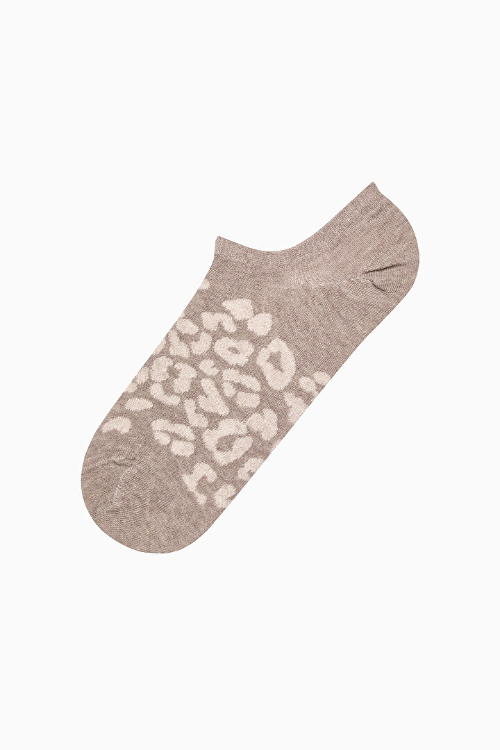 Leopard Shiny 3in1 Beige Melange Sneaker Socks - 2