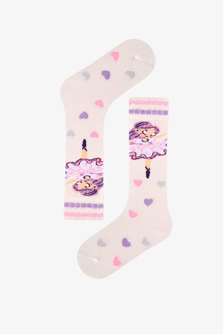 Kız Çocuk Marsmelov Ballerina Princess Balerin Desenli Pamuklu Pantolon Çorap - 1