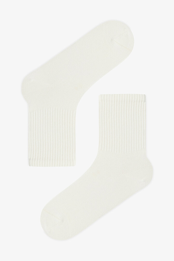 Beyaz - Multi Pixel Rose 2'li Soket Çorap - 2