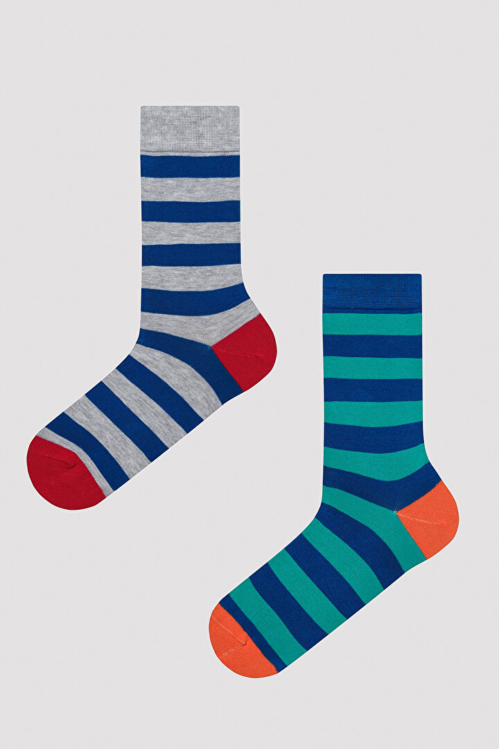 Erkek Yystipe Çok Renkli 2li Soket Çorap - 1