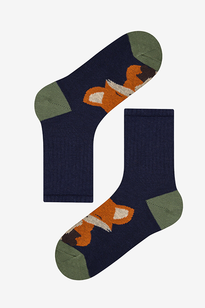 Boys Fox Navy  3in1 Socket Socks - 2