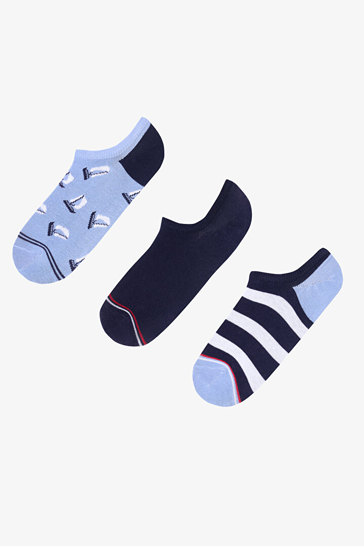 Erkek Sail 3lü Çok Renkli Sneaker Çorap - 1
