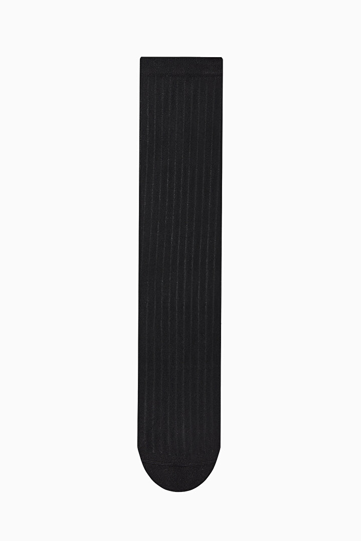 Ribbed Merserize Black Socket Socks - 1