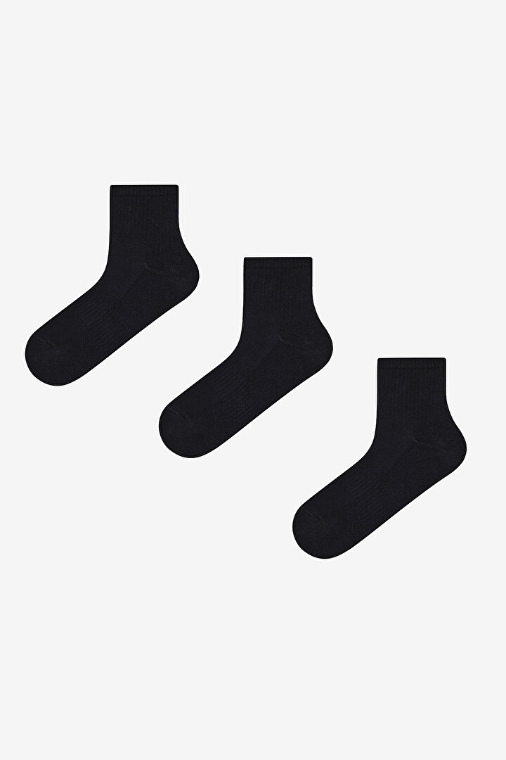 Boys Black 3in1 Mid Socket Socks - 1