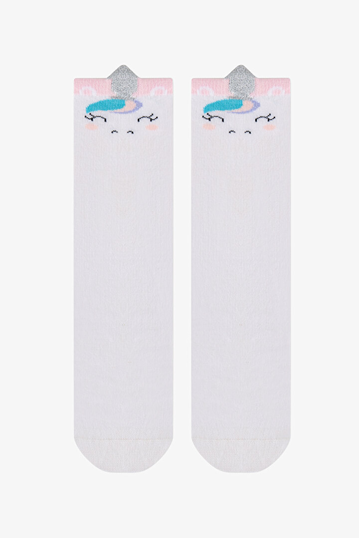 Marshmallow Kız Çocuk Smiley Unicorn Desenli Pantolon Çorabı - 1