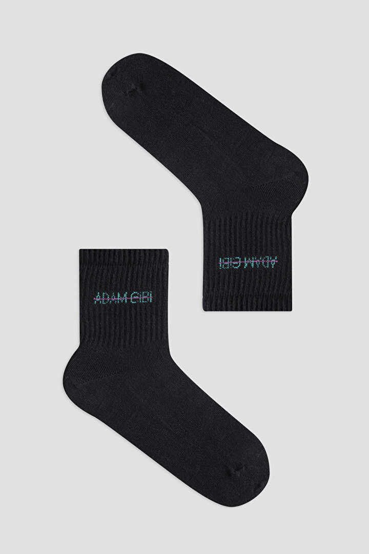 Siyah Yazılı Soket Çorap - 2