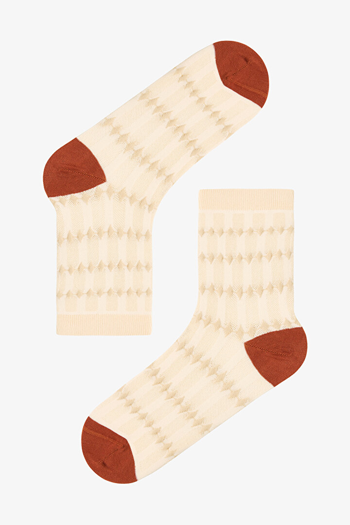 2 Çift Pamuklu Kendinden Pop Desenli Soket Çorap - 2