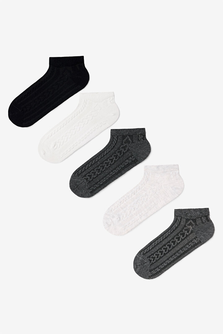 5 Pairs of Heart Patterned Liner Socks - 1