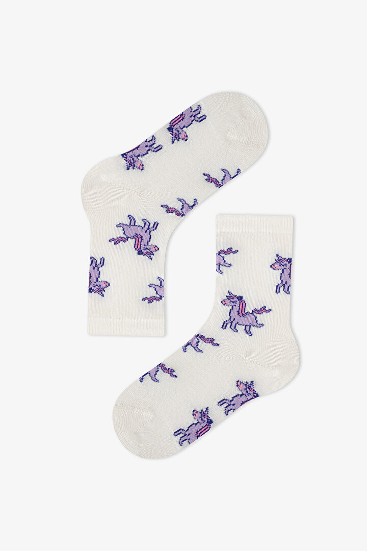 Kız Çocuk Pembe Loving Unicorn 4 Çift Soket Çorap - 2