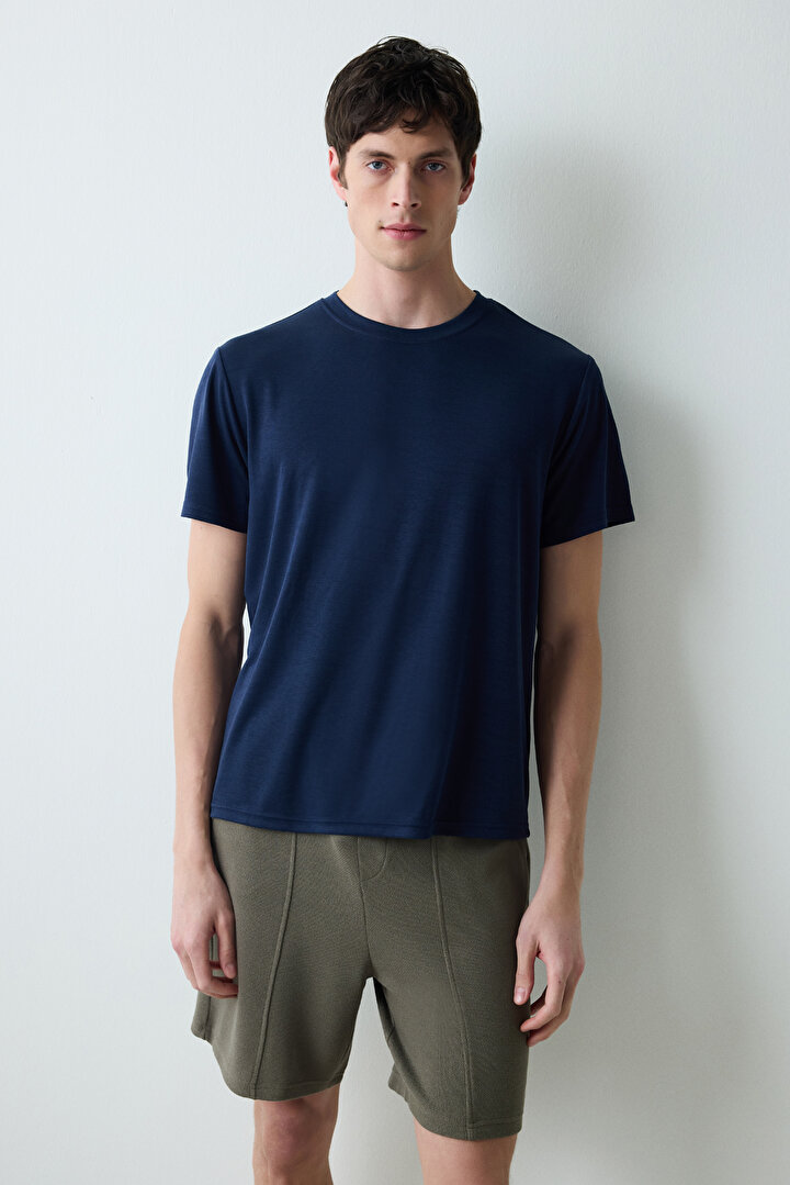 Man Timeless Navy Tshirt PJ Top - 1