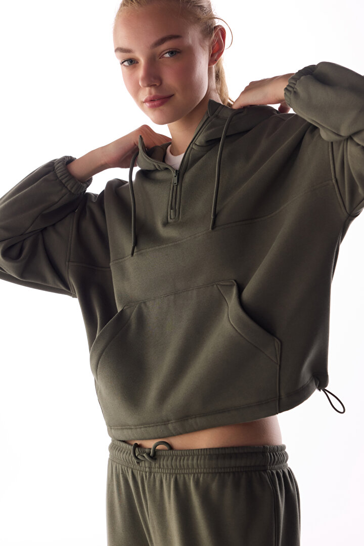 Haki Inner Polar Uzun Kollu Sweatshirt - 1