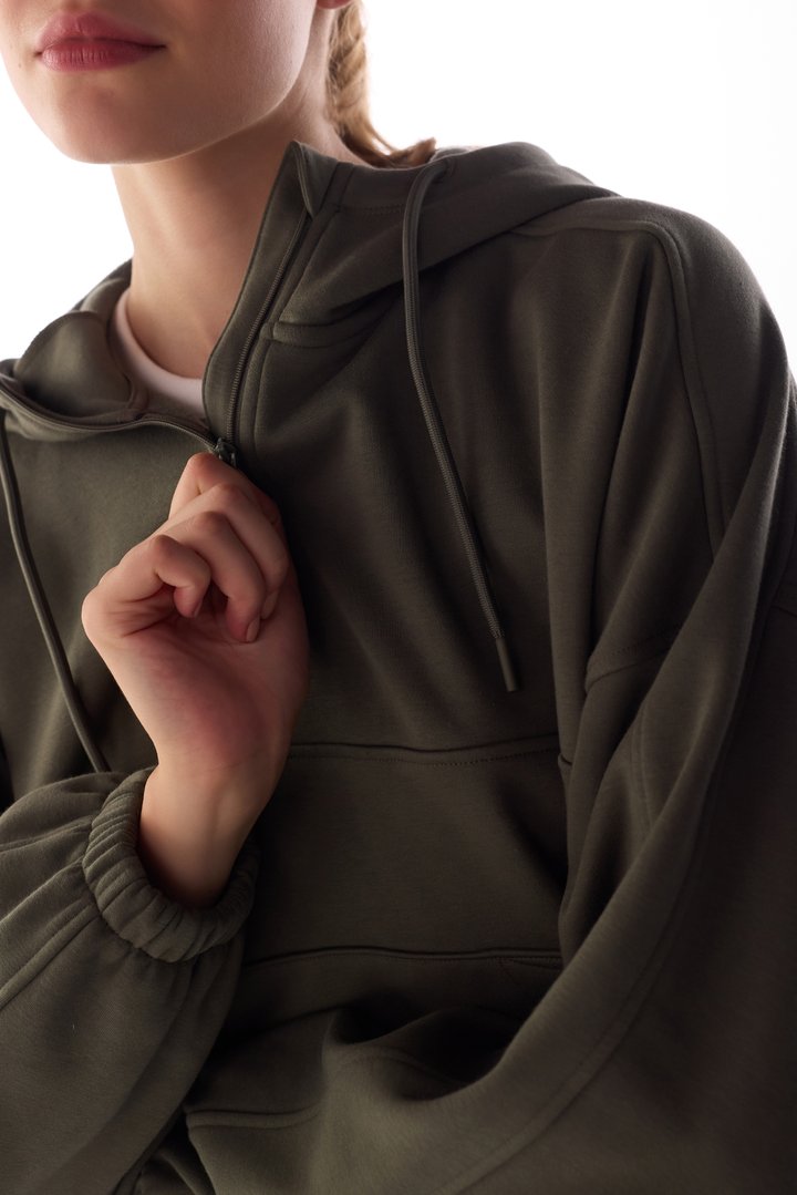 Haki Inner Polar Uzun Kollu Sweatshirt - 2