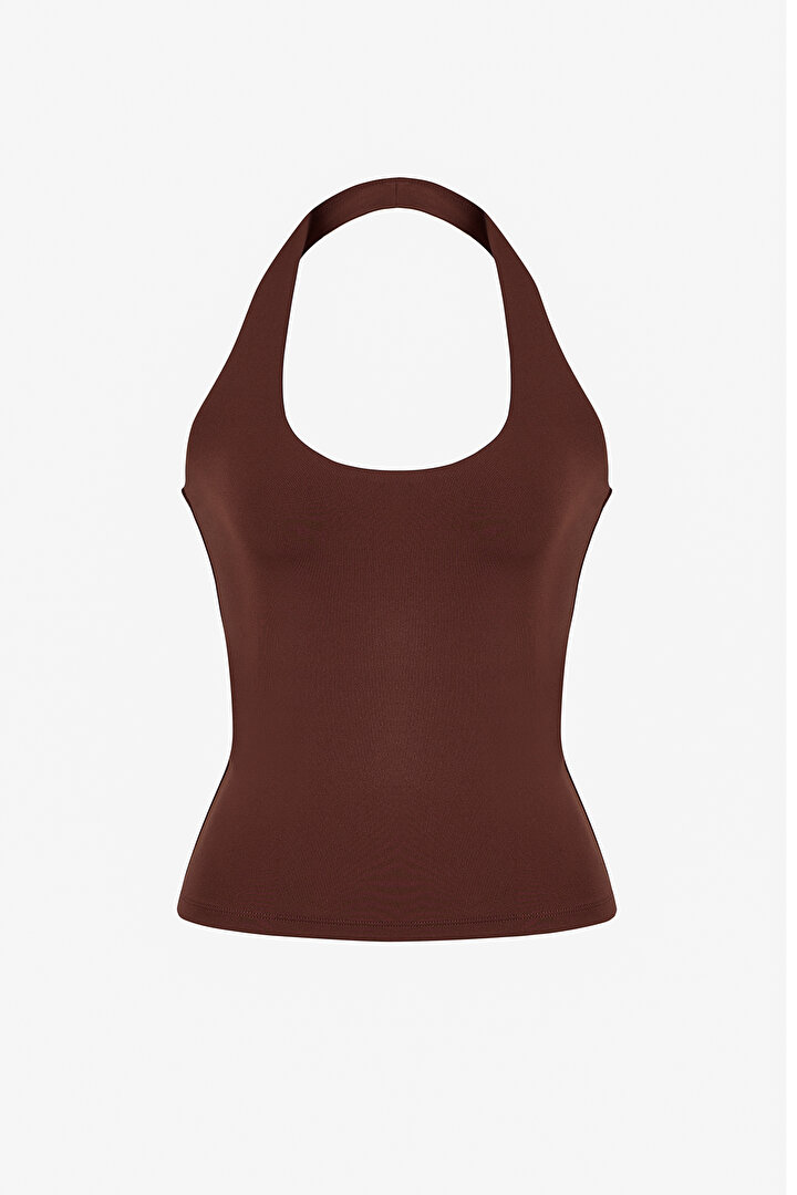 Kahverengi Halter Yaka Üst - 1
