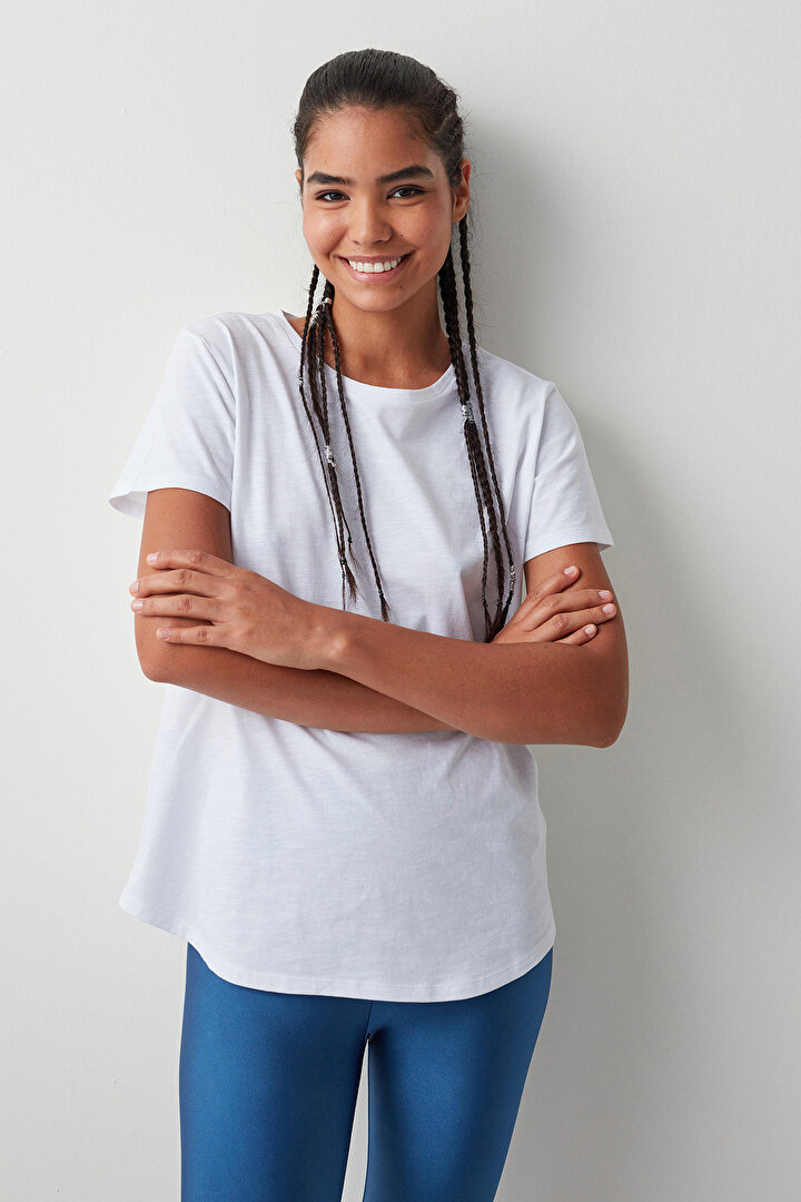 V White Crew Neck T-Shirt - 1