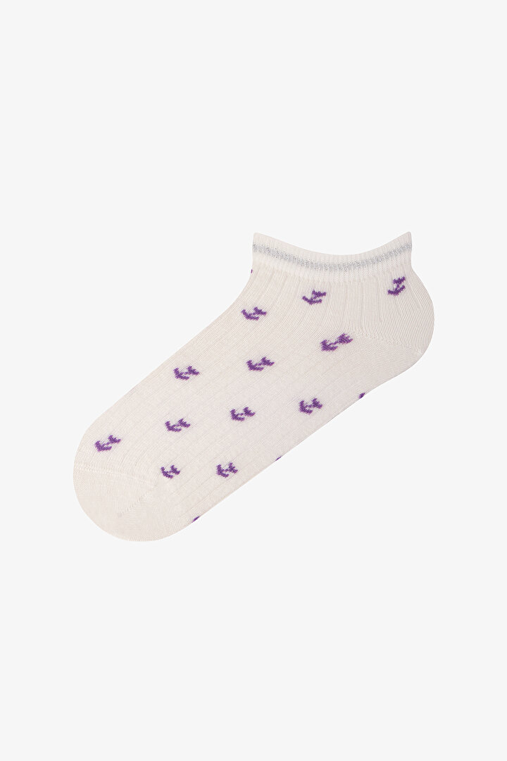 Burgundy Smoke Mini Pattern Ditsy Floral 5 Pack Liner Socks - 2