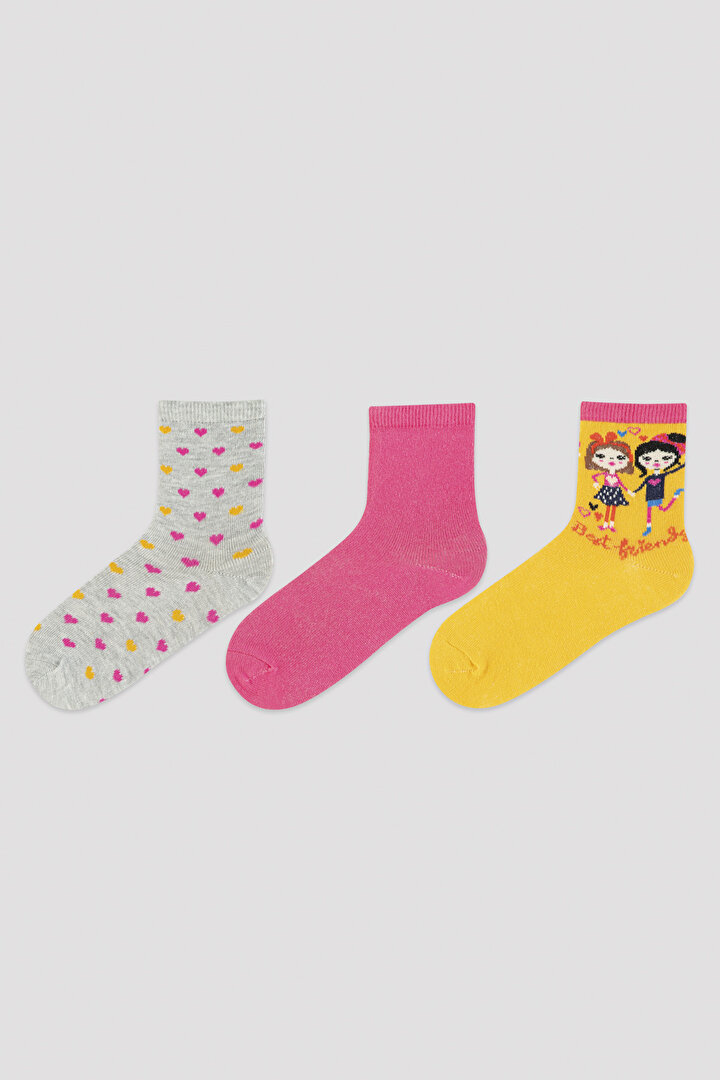 Kız Çocuk Best Friends 3Lü Soket Çorap - 1