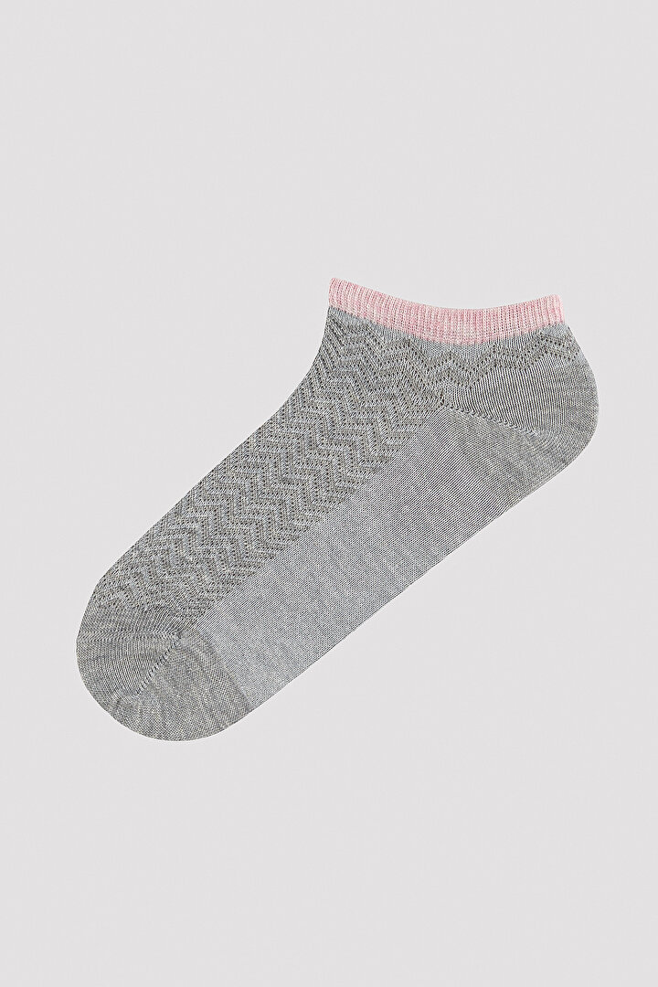 Zigzag Desenli 5li Gri Patik Çorap - 2
