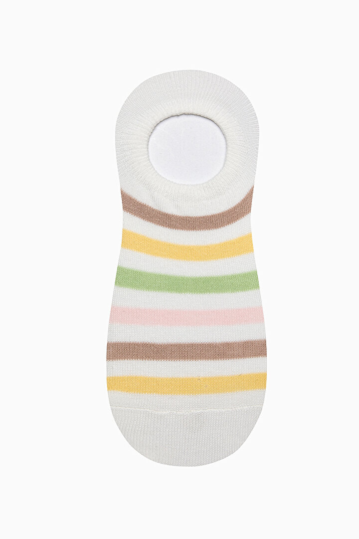 Floral Line Pink White 3in1 Sneaker Sock - 2