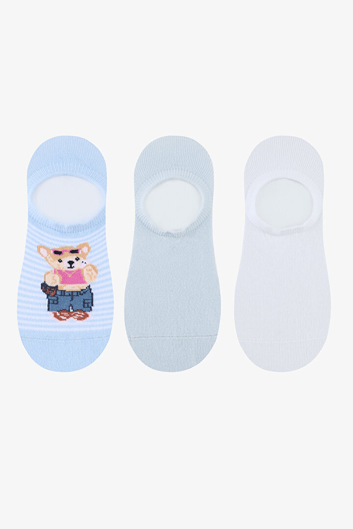 Trendy Bear 3in1 White Blue Sneaker Socks - 1