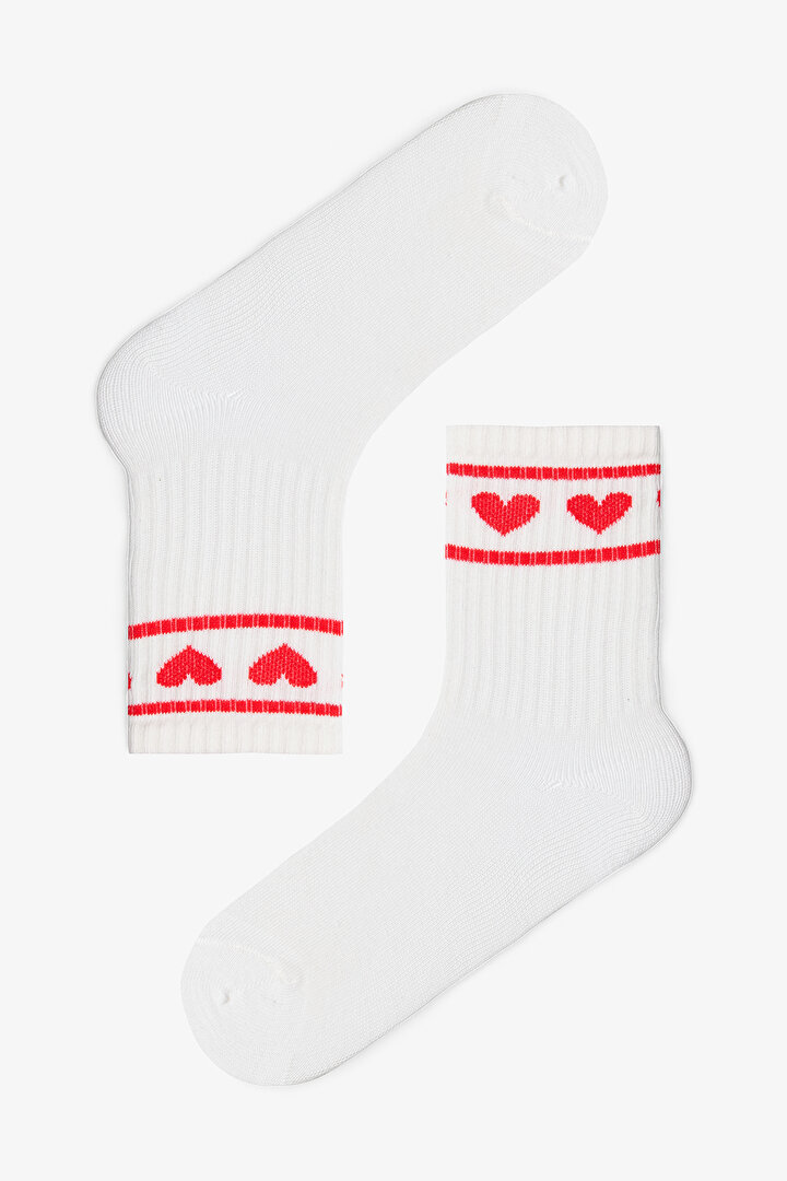 Karışık Renk Kız Çocuk Pinky Love Kalp Desenli 3'lü Soket Çorap - 2