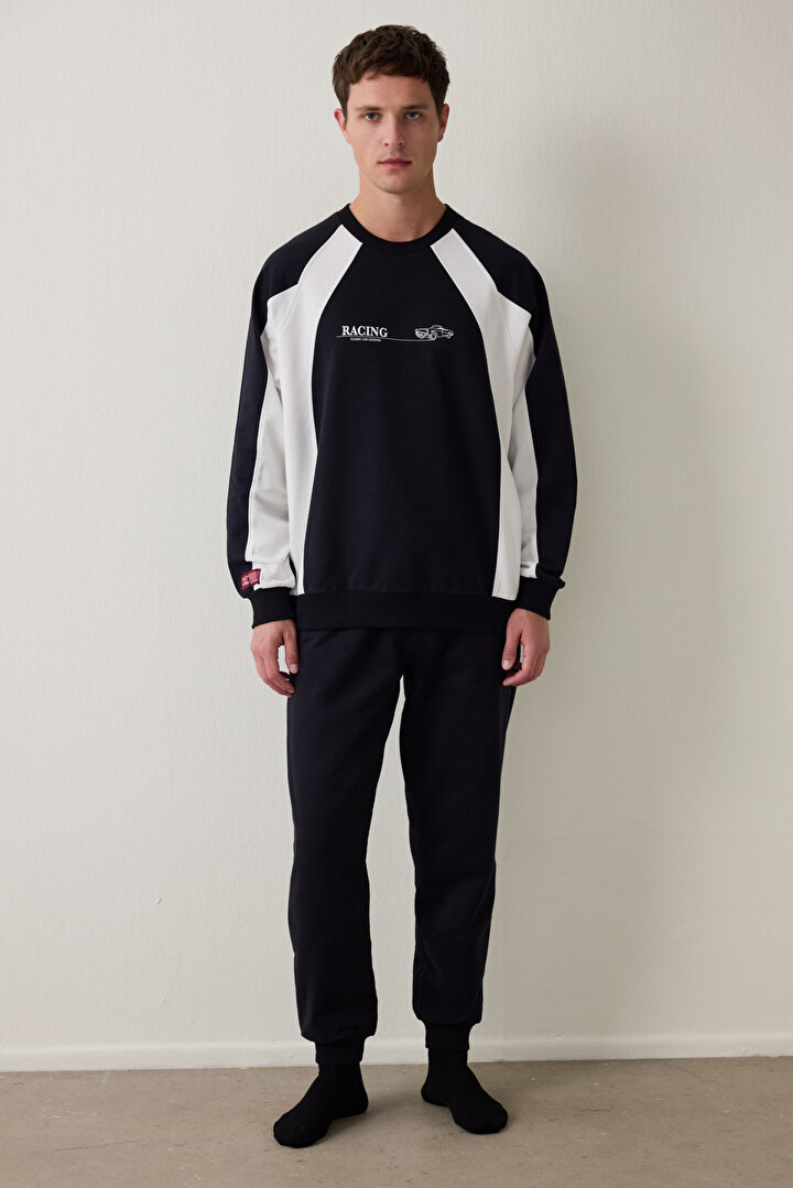 Man Street Oversize Long Sleeve Cotton Jogger Pajama Set - 1